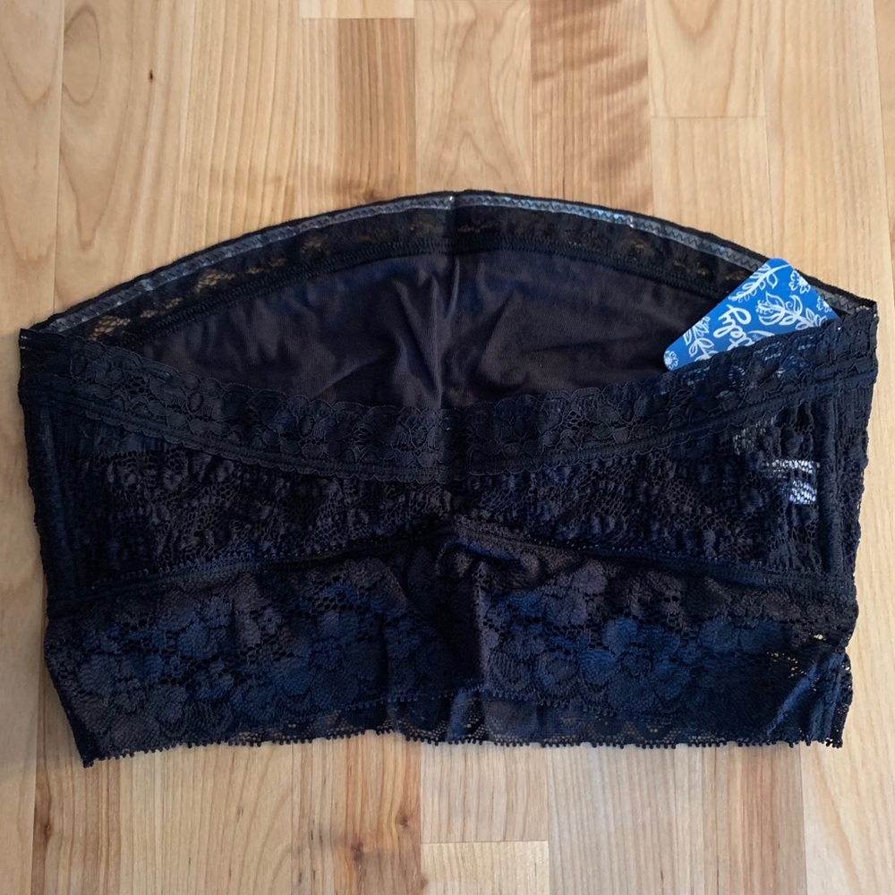 ❌DONATED❌Free People Black Scallop Lace Bandeau Strapless Bra Top - Picture 8 of 10